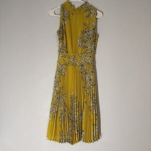Nanette Lepore Yellow Floral Smocked Pleated Maxi Dress Romantic‎ Fairy 4